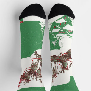 Chaussette Veille de Noël vintage, Père Noël rétro dans son t