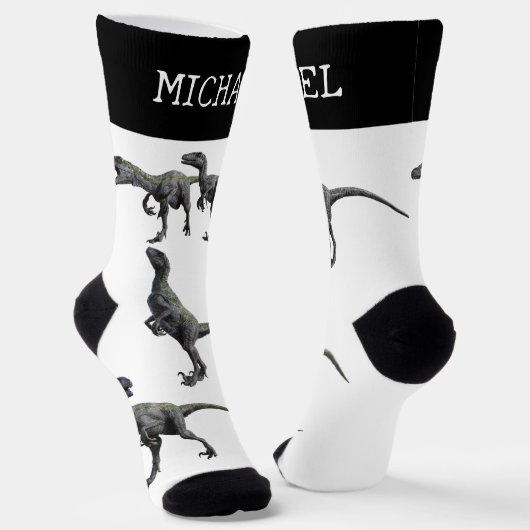 Chaussette Velociraptor Raptor Dinosaur nom personnalisé (Angulaire)