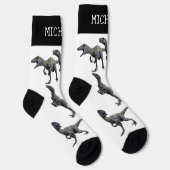 Chaussette Velociraptor Raptor Dinosaur nom personnalisé (Droite)
