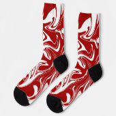 Chaussette Vérifications et tourbillons en rouge et blanc (Gauche)