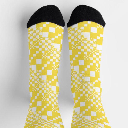 Chaussette Vérifié, Chèques en citron jaune et blanc (Haut)