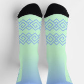 Chaussette Vert à Bleu, Motif Grec, Nom (Haut)