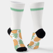 Chaussette Vert blanc sauvage avec ananas (Angulaire)