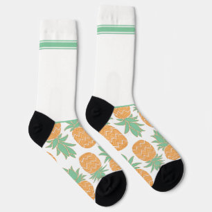 Chaussette Vert blanc sauvage avec ananas
