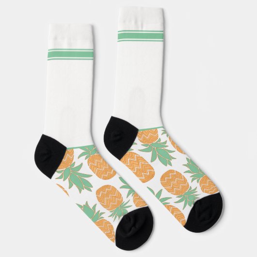 Chaussette Vert blanc sauvage avec ananas (Droite)