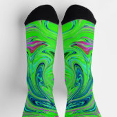 Chaussette Vert citron vert et bleu Super Art rétro Abstrait (Haut)