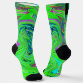 Chaussette Vert citron vert et bleu Super Art rétro Abstrait (Angulaire)