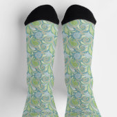 Chaussette Vert clair et bleu motif de paisley ethnique (Haut)