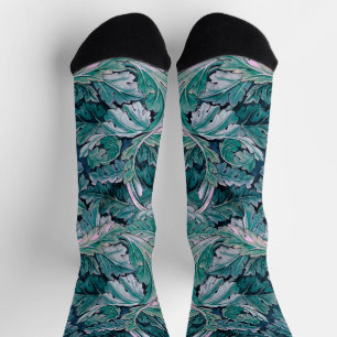 Chaussette Vert et Turquoise Feuilles Morris