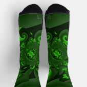 Chaussette Vert foncé et vague spirale lime (Haut)