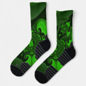 Chaussette Vert foncé et vague spirale lime (Gauche)