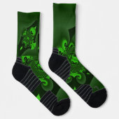Chaussette Vert foncé et vague spirale lime (Droite)