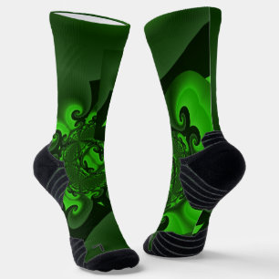 Chaussette Vert foncé et vague spirale lime