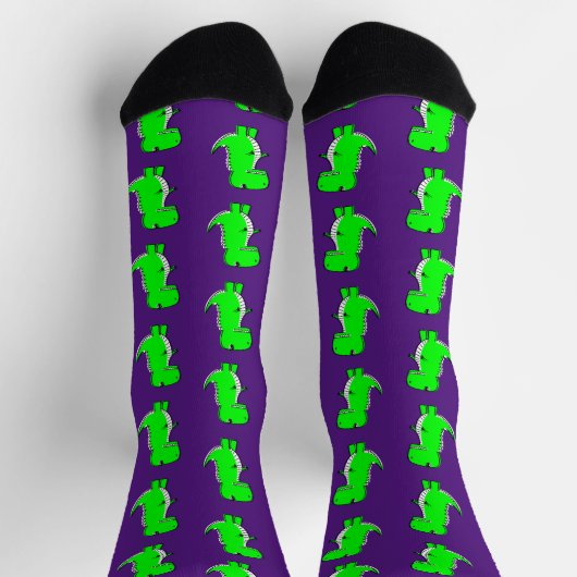 Chaussette Vert mignon Dino pourpre (Haut)