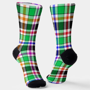 Chaussette Vert Noir Multicolore Flanelle Carreaux Tartan