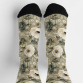 Chaussette Vert Sage Et Floral Crème (Haut)