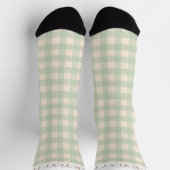 Chaussette vert sauge clair en vichy plaid préppé coché (Haut)