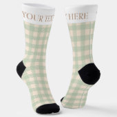 Chaussette vert sauge clair en vichy plaid préppé coché (Angulaire)