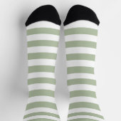 Chaussette Vert sauge clair et rayures blanches (Haut)