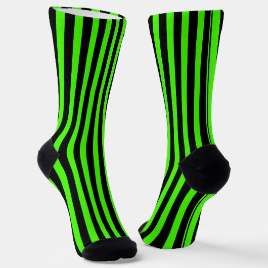 Chaussette Vert slime Halloween et rayures noires (Angulaire)
