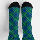 Chaussette Vert Sur Bleu Tartan Plaid Design Motif (Haut)
