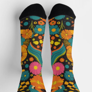 Chaussette Vibes Groovy des années 70 Motif Rétro