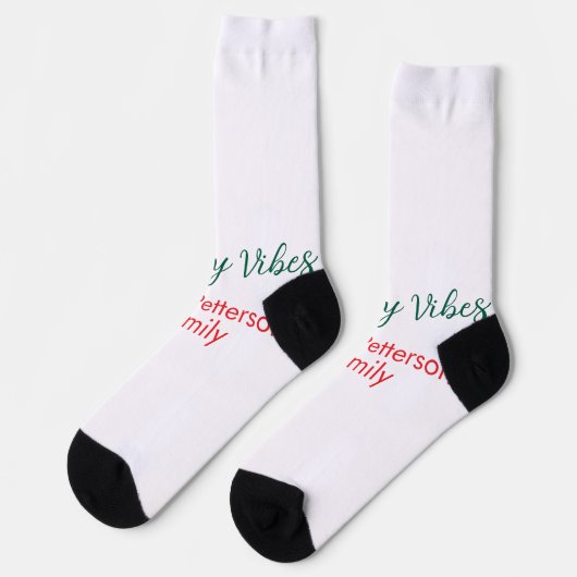 Chaussette Vibes rouges Noël ajouter nom de famille date b (Gauche)