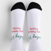 Chaussette Vibes rouges Noël ajouter nom de famille date b (Haut)