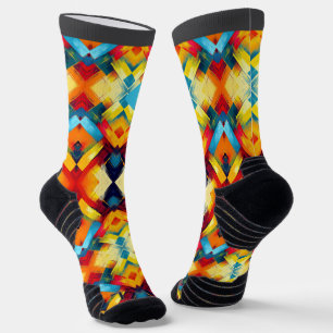 Chaussette Vibes vintages Dans Les Couleurs : Formes Géométri