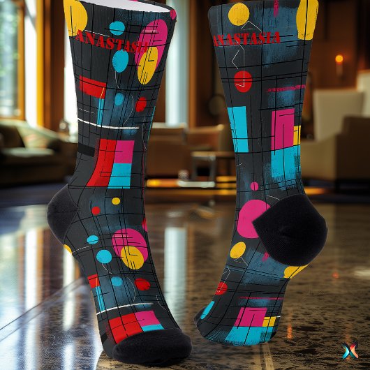 Chaussette Vibrant Abstract Socks with Bold Geometric Design