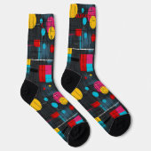 Chaussette Vibrant Abstract Socks with Bold Geometric Design (Droite)