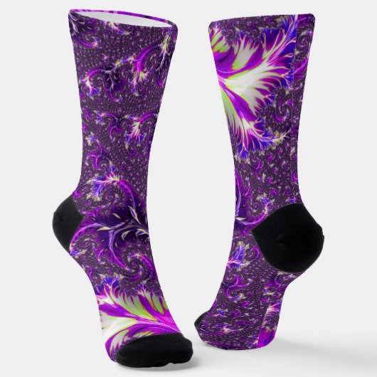 Chaussette Vibrant coloré Trippy Super Boho Spiral Fractal (Angulaire)