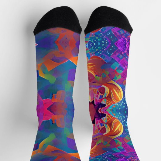 Chaussette Vibrant multicolore belle fuchsia jaune violet (Haut)