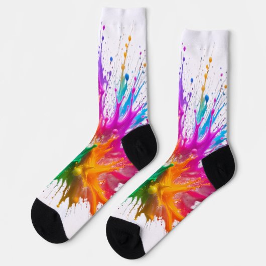 Chaussette Vibrant Rainbow Paint Splatter Explosion (Gauche)