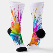 Chaussette Vibrant Rainbow Paint Splatter Explosion (Angulaire)