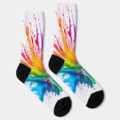 Chaussette Vibrant Rainbow Paint Splatter Explosion (Droite)