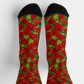 Chaussette Vibrant Red Rose Garden Floral Pattern (Haut)