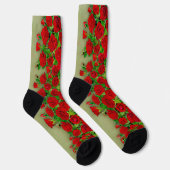Chaussette Vibrant Red Rose Garden Floral Pattern (Droite)