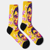 Chaussette Vibrant Stylized Portrait with Abstract Elements (Droite)