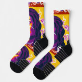Chaussette Vibrant Stylized Portrait with Abstract Elements (Gauche)