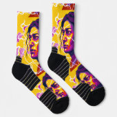 Chaussette Vibrant Stylized Portrait with Abstract Elements (Droite)