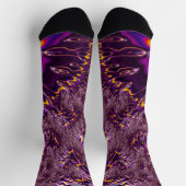 Chaussette Vibrant Trippy violet jaune Super Fractal Art (Haut)