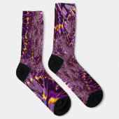 Chaussette Vibrant Trippy violet jaune Super Fractal Art (Droite)
