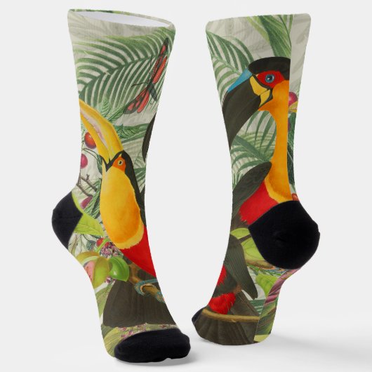 Chaussette Vibrant Tropical Toucan Birds Art Exotic Jungle (Angulaire)