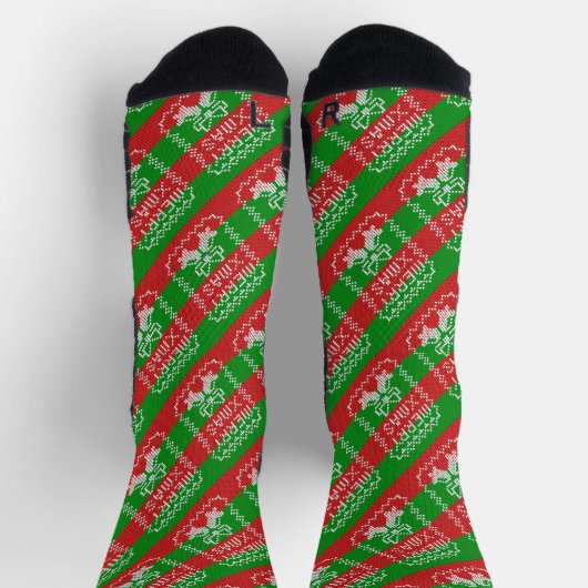Chaussette Vilain pull motif sonnettes Joyeux fils Xmas (Haut)