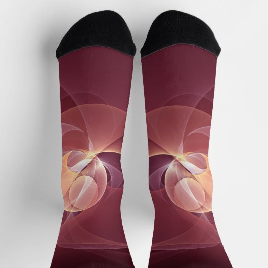 Chaussette Vin moderne élégant Abstrait Art fractal rouge (Haut)