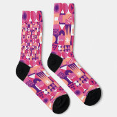 Chaussette Vin rose violet rétro Bauhaus Motif (Droite)