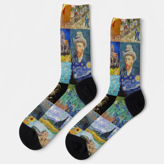 Chaussette Vincent van Gogh - chefs-d'oeuvre Mosaic Patchwork (Gauche)