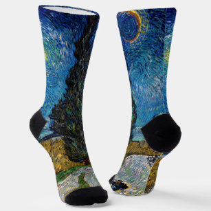 Chaussette Vincent van Gogh - Route avec Cypress et Star