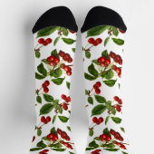 Chaussette Vintage Botanique Cerises rouges Imprimer (Haut)